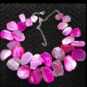 Vintage Purple Magenta Sliced Agate 925 Necklace